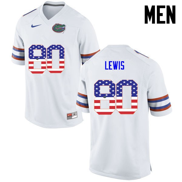 Florida Gators Men #80 C'yontai Lewis College Football USA Flag Fashion White